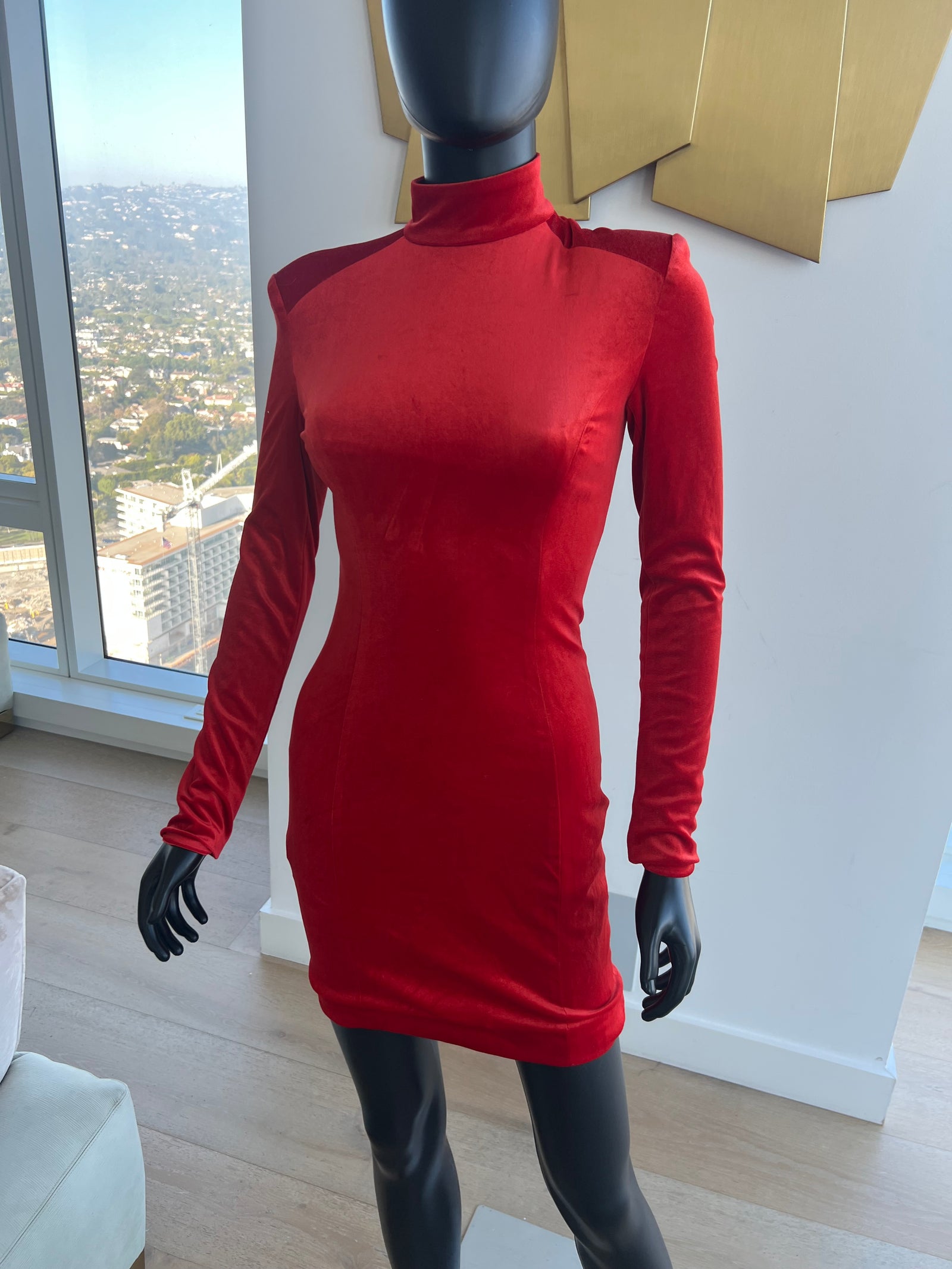 Fitted Red Velvet Dress