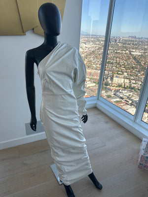 New! White Pleather One Shoulder Dress! Medium