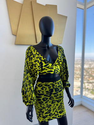 2 Piece Lime and Black skirt set