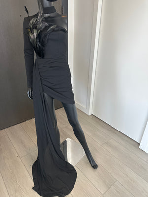 Black Dress with Feathers! Small