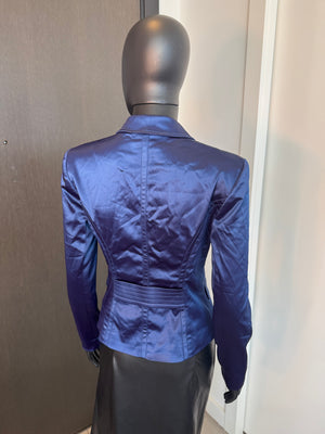 Chic Blue Satin Blazer Small