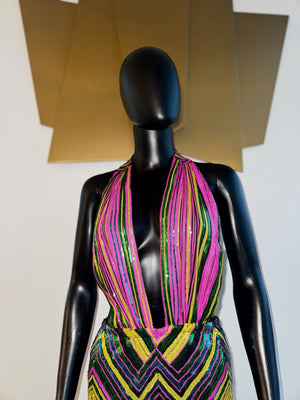 Backless Mutli-Color Dress! Medium! New!