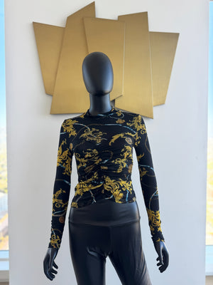 Yellow and Black sheer top
