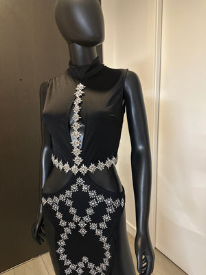 New! Very Sexy Black Dress with silver rhinestones! Medium