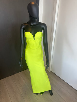 NEW! Chic Neon Green Strapless Bodycon Dress