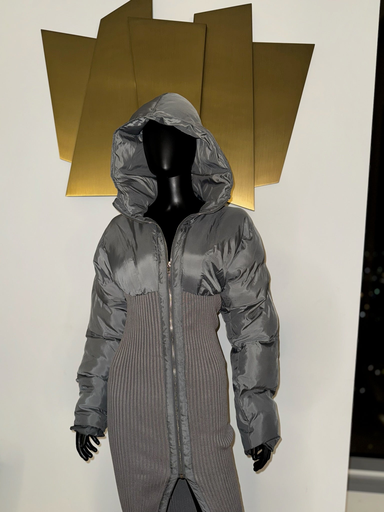 Grey Puffy Coat Dress! Small