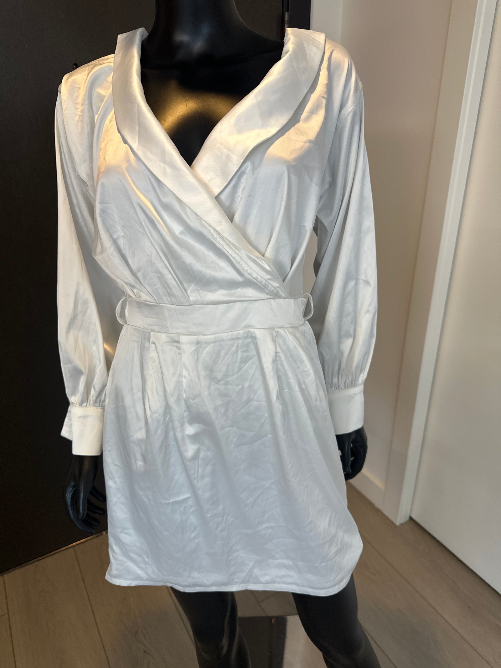 New! White Satin Dress! Medium