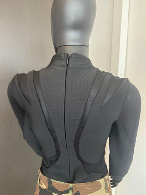 NEW!!! Black Bodycon and Mesh Bodysuit Medium