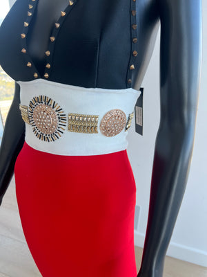 New! Details Red, Black and White Dress!