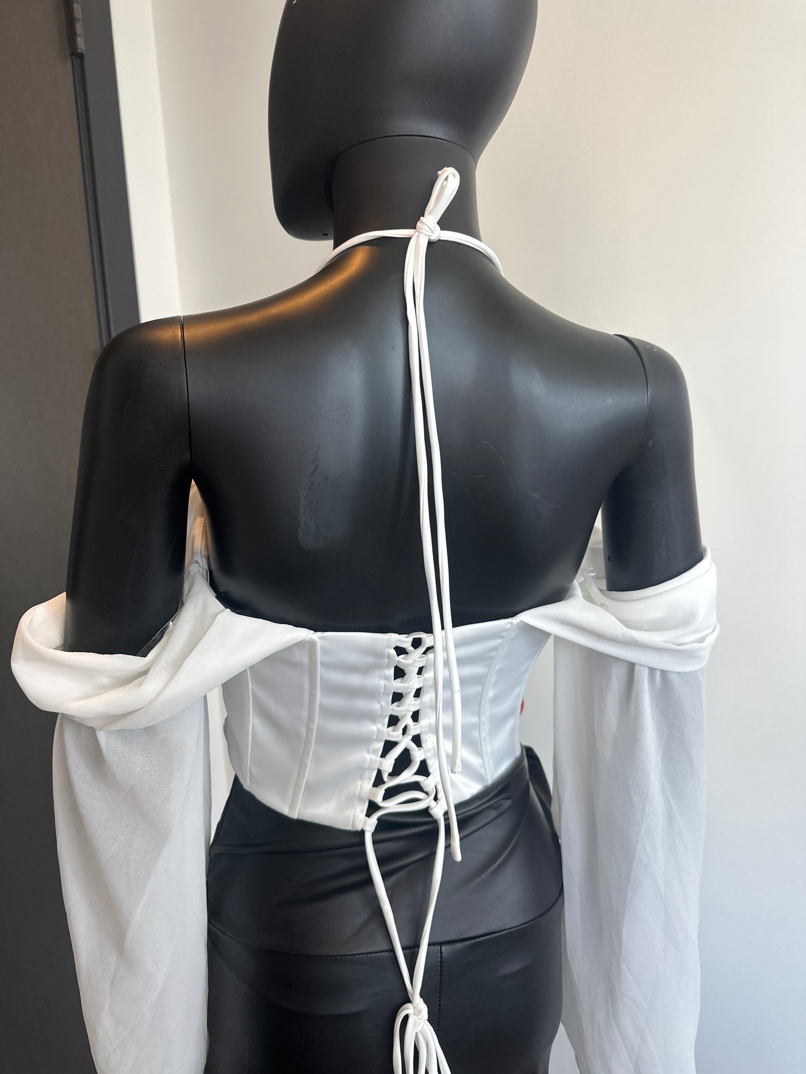 NEW! White Corset Halter with Sleeves Medium