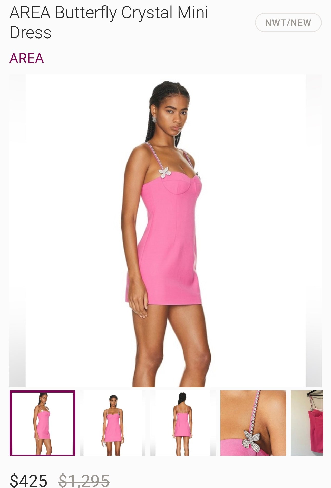 Area Pink Crystal Butterfly Dress