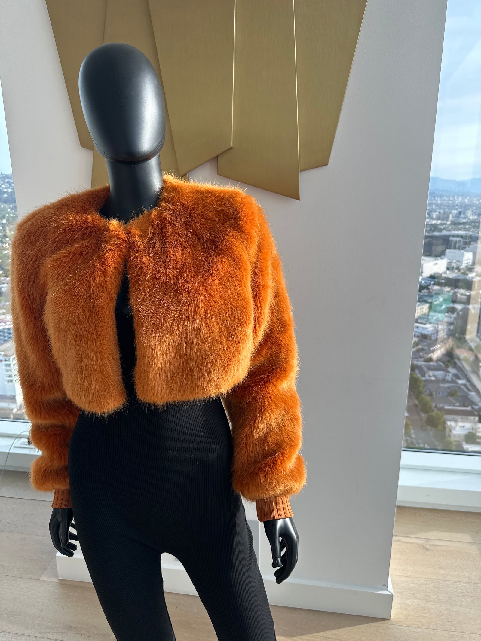 Faux Fur Mustard Coat! Medium
