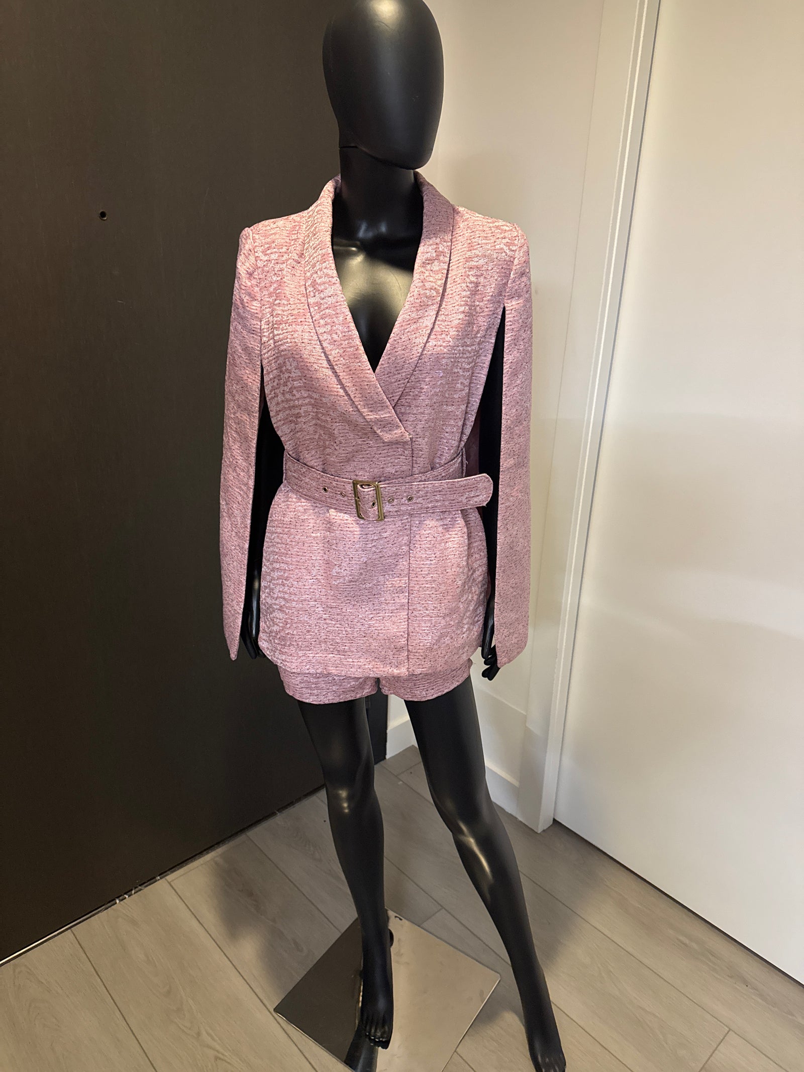 Chic Pink Blazer and Short Set Small