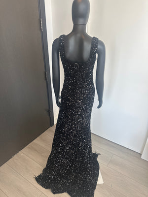 NEW! Elegant Black Sequence Gown Medium