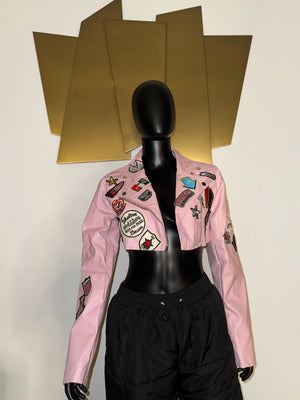 Pink pleather half coat! Medium