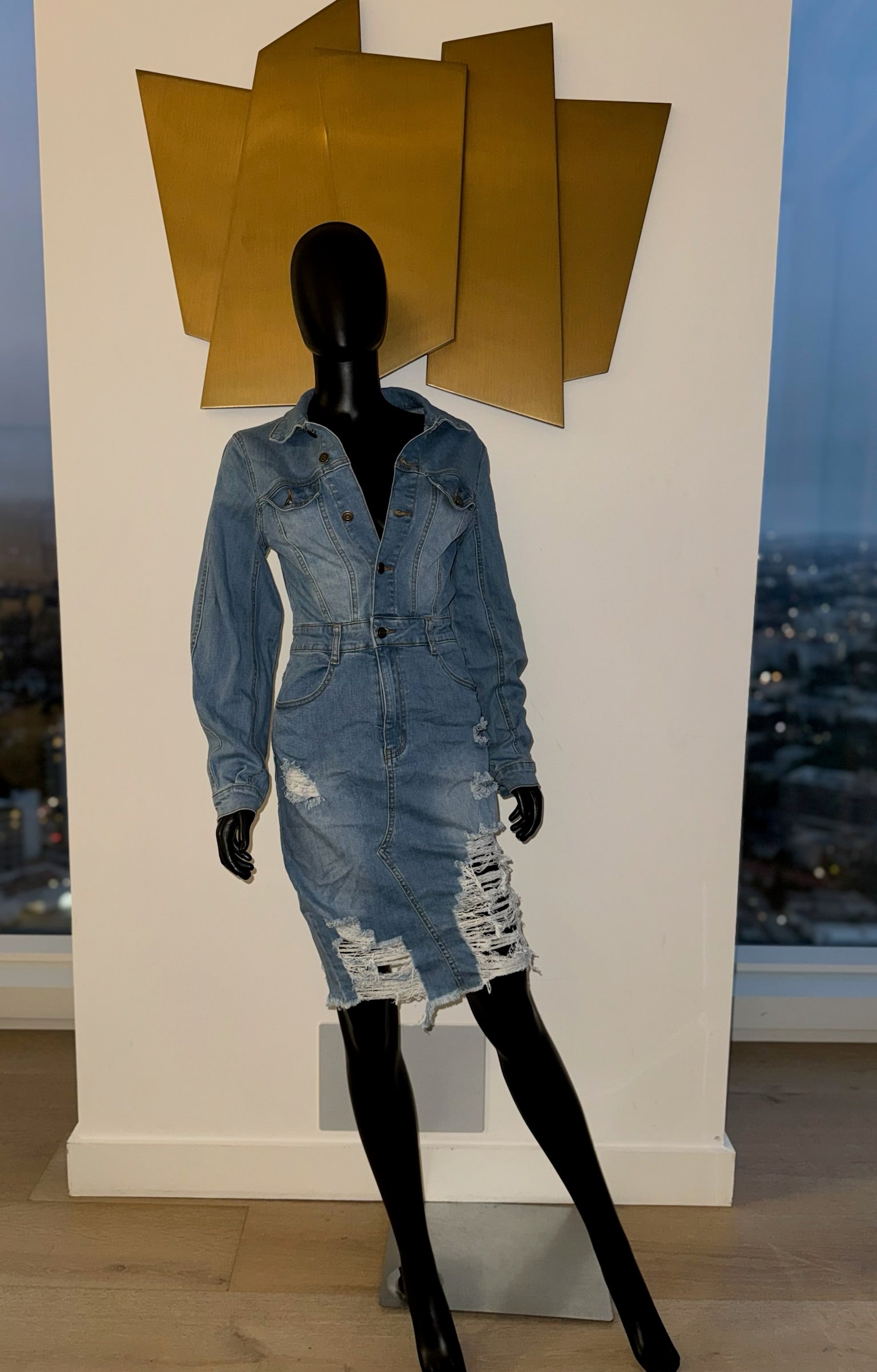 Jean Dress! Fits to Body! Medium