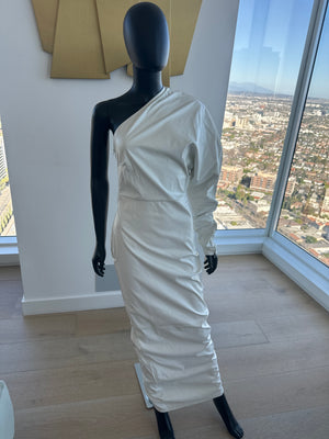 New! White Pleather One Shoulder Dress! Medium