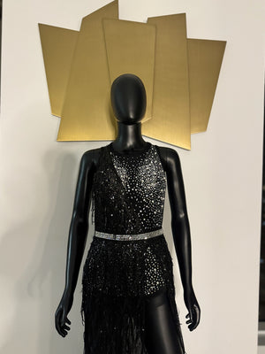 Sexy Black Glamorous Dress High Slit! Small