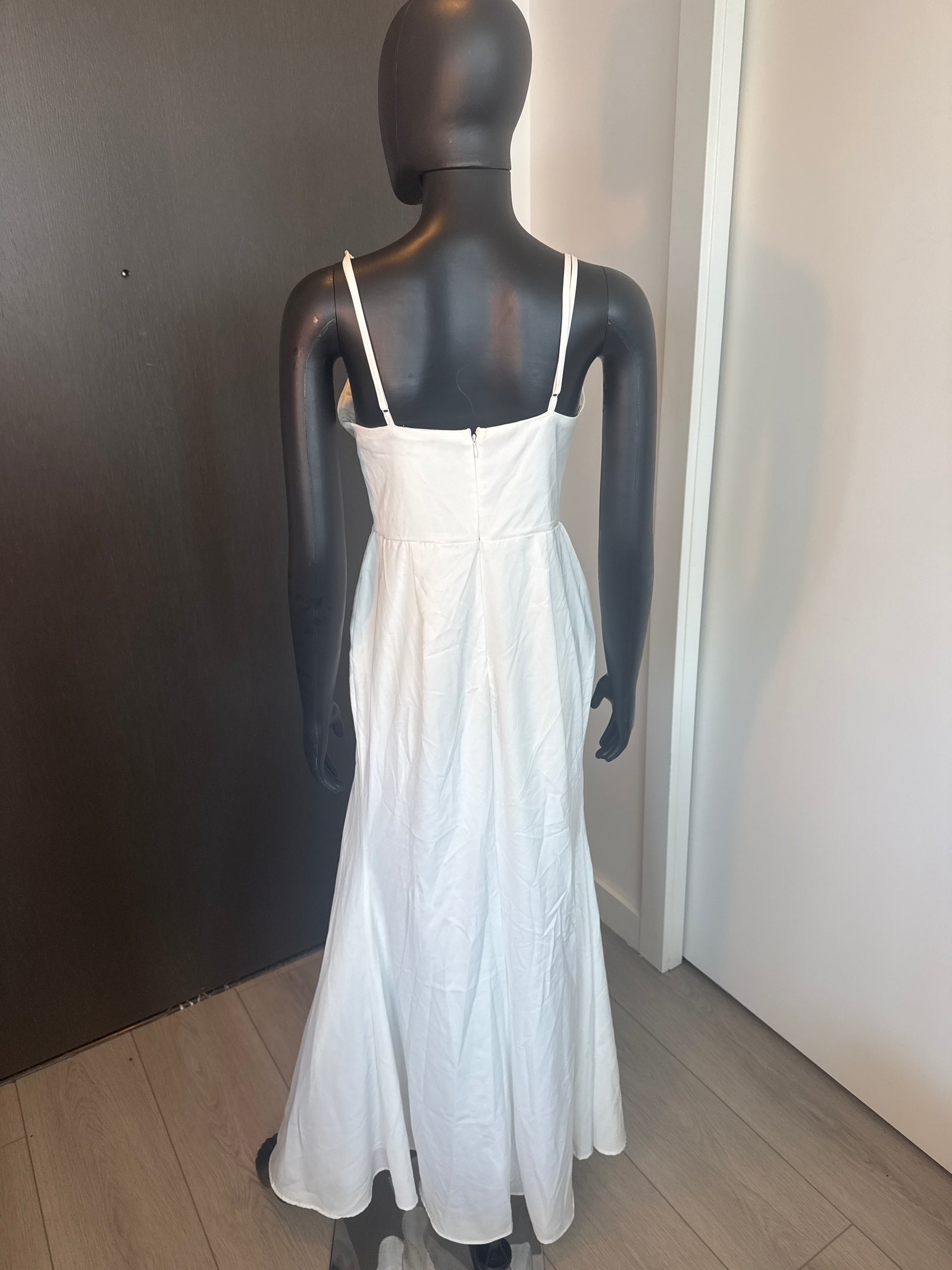 Elegant White Satin Dress with Beading Medium