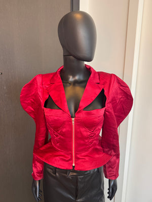 NEW!!!! Chic Red Satan Zip Up Top Small