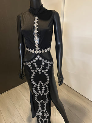 New! Very Sexy Black Dress with silver rhinestones! Medium