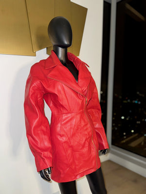 Red Leather Dress! Very Fly! Small