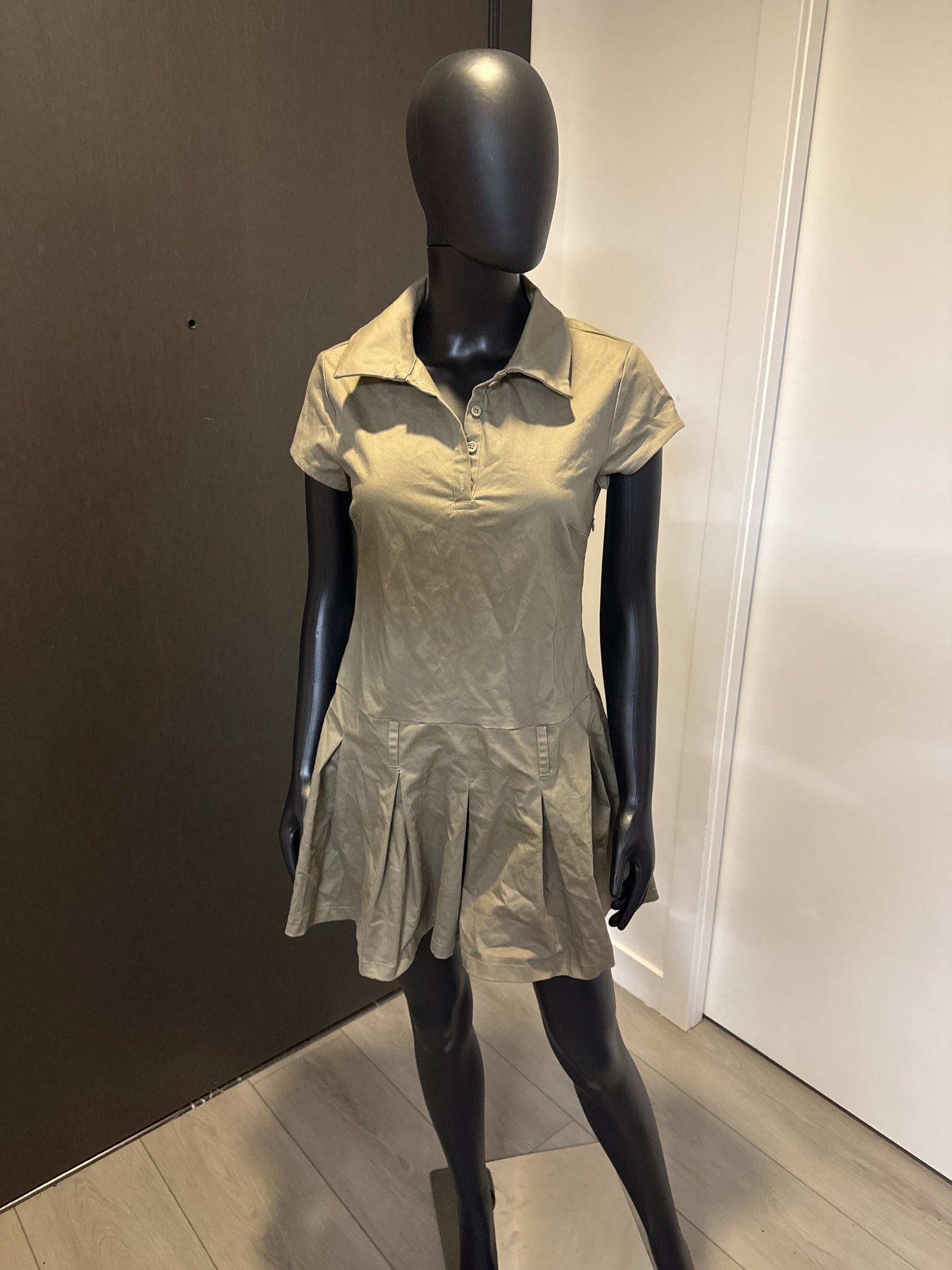 NEW!!! Cute Green Collard Khaki Dress Large