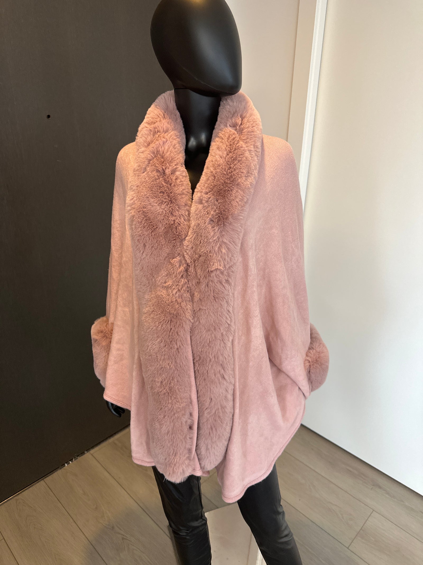 New! Pink Sweater Jacket with Fur! One Size Fits All!