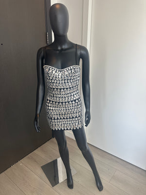 Cute Black Min Dress with Rhinestone Front Medium