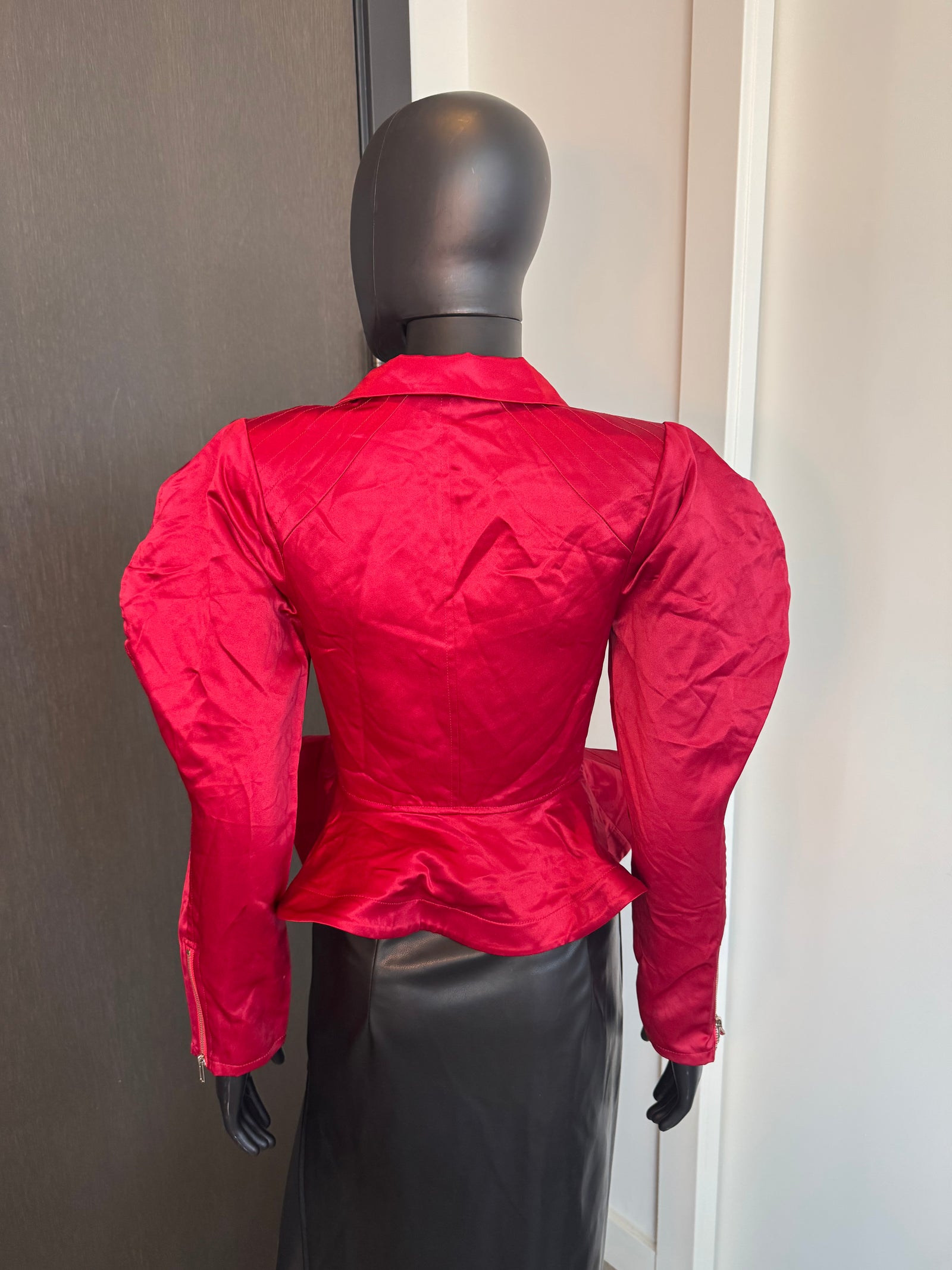 NEW!!!! Chic Red Satan Zip Up Top Small