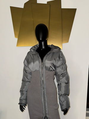 Grey Puffy Coat Dress! Small