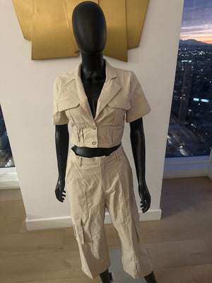 New! Beige Cargo Pants Set! Medium