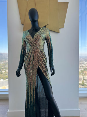 Show Stopper! Multi color dress with slit! New! Small
