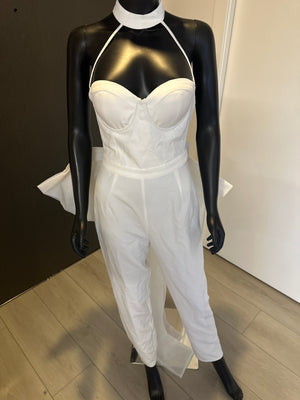 New! White Jumpsuit with backless Bow! Medium