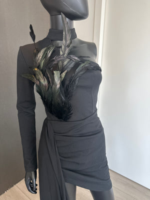 Black Dress with Feathers! Small