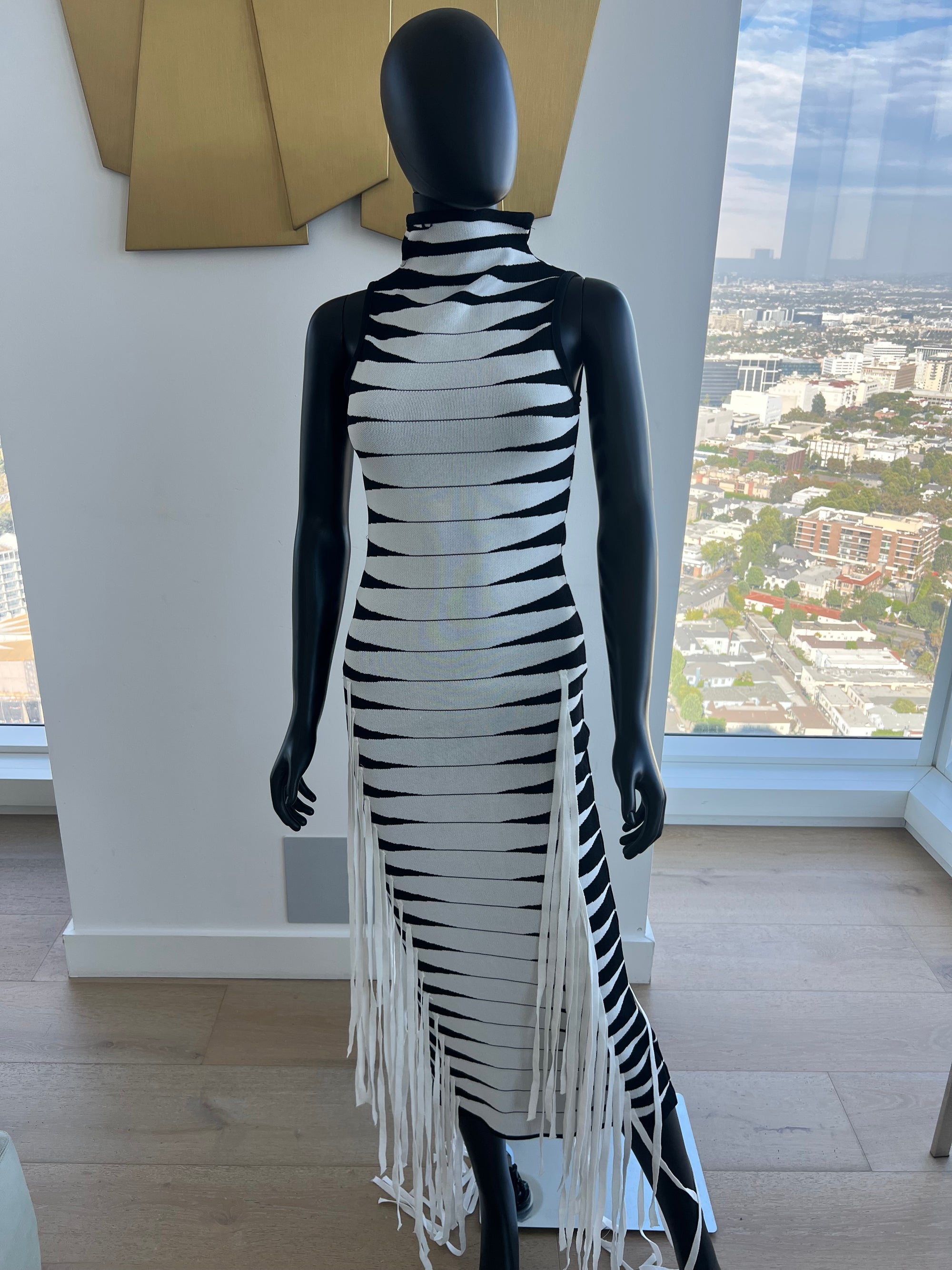 White and Black Stripe Dress! Small! New! Never Worn