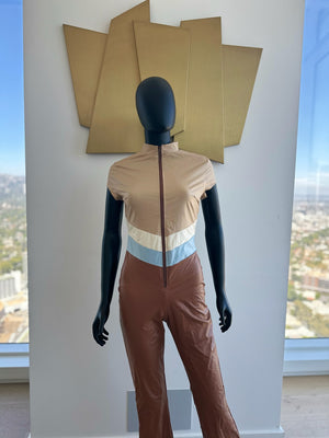 Beige and Brown Jumpsuit. Medium. New
