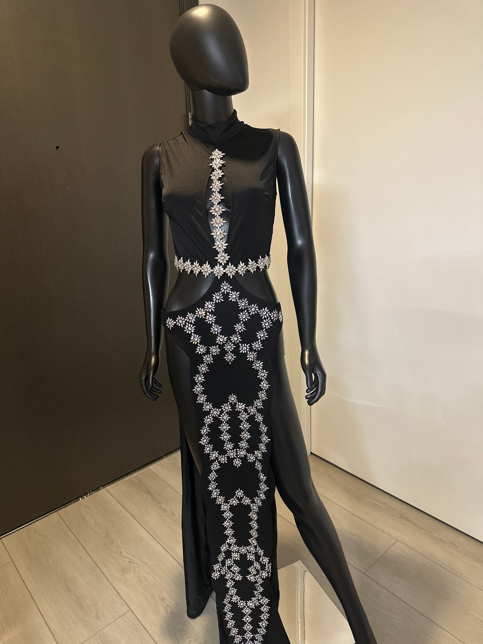 New! Very Sexy Black Dress with silver rhinestones! Medium