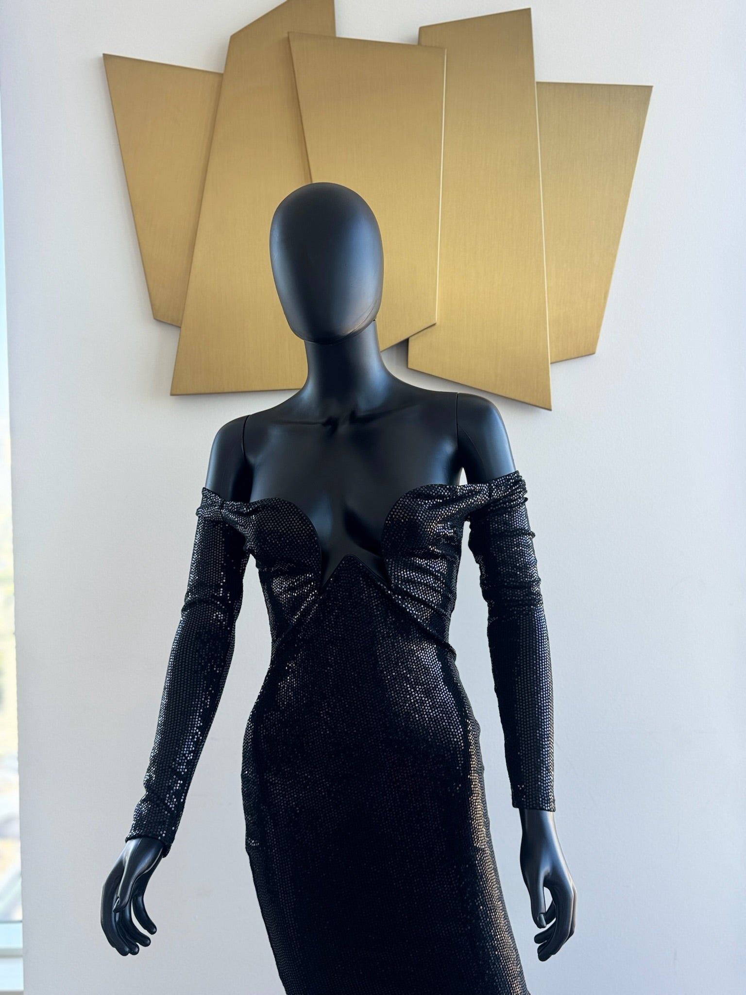 Black sequins dress. Medium