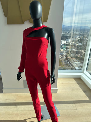 New! Red One Sleeve Jumpsuit! Medium
