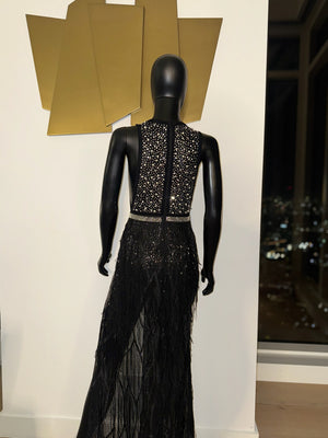 Sexy Black Glamorous Dress High Slit! Small