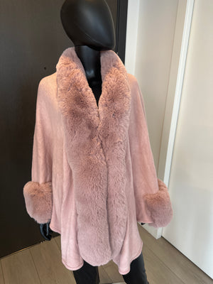 New! Pink Sweater Jacket with Fur! One Size Fits All!
