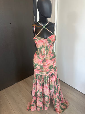 NEW! Beautiful Pink Floral Sleeveless Dress Medium