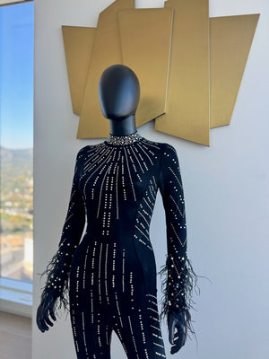 Rhinestone Jumpsuit! Very Fly! Small