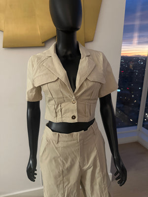 New! Beige Cargo Pants Set! Medium