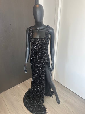 NEW! Elegant Black Sequence Gown Medium