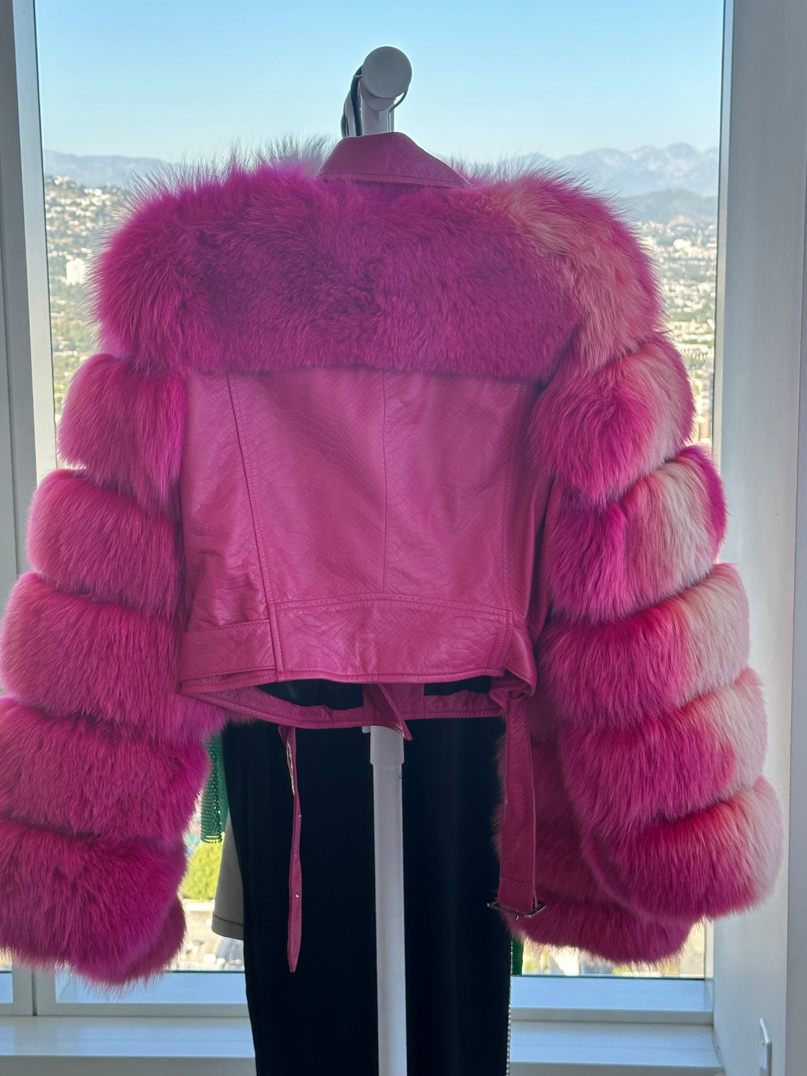 Pink Leather and Fur Coat! Medium