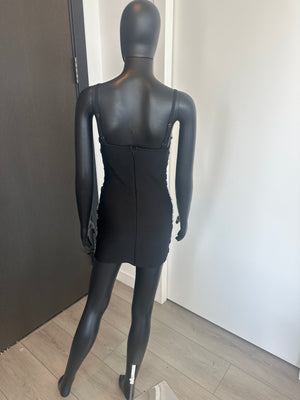 Cute Black Min Dress with Rhinestone Front Medium