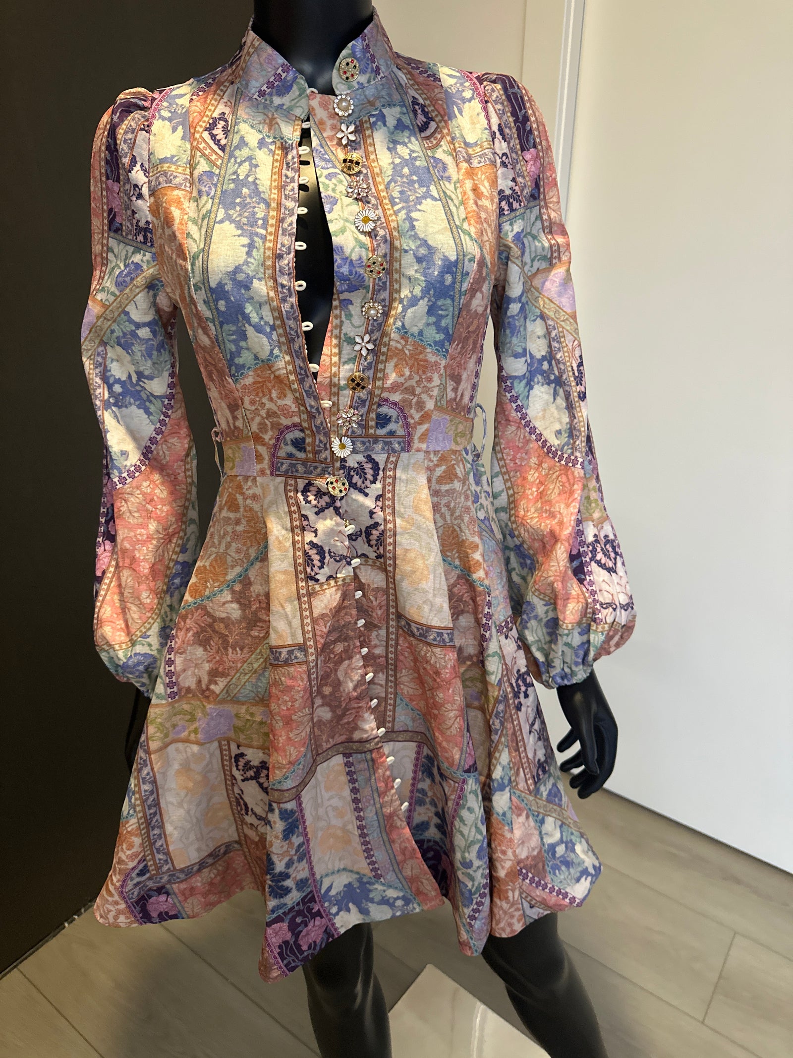 New! Multi Color Dress! Jewerly buttons! Medium