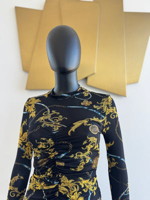 Yellow and Black sheer top
